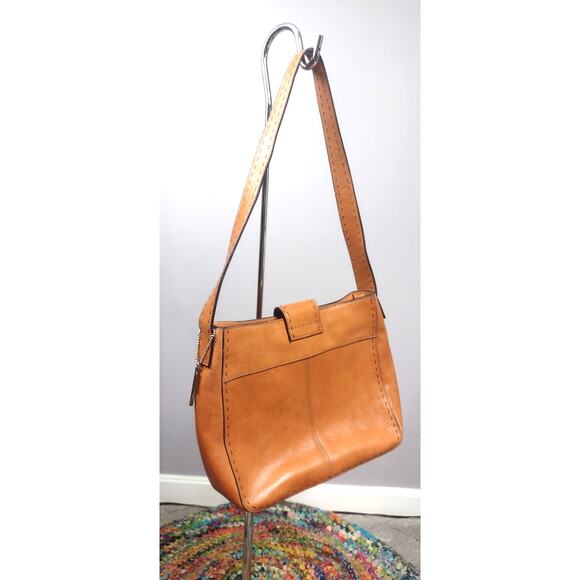 Vintage Fossil Shoulder Bag Tan Leather Boho‎ - Picture 15 of 16